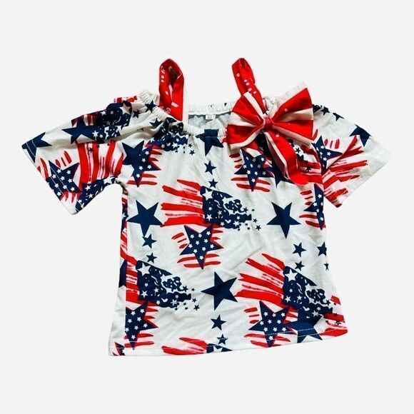 Brand New Toddler Girls Boutique Patroitic Americana Cold Shoulder Top - Sz 2T - Picture 1 of 1